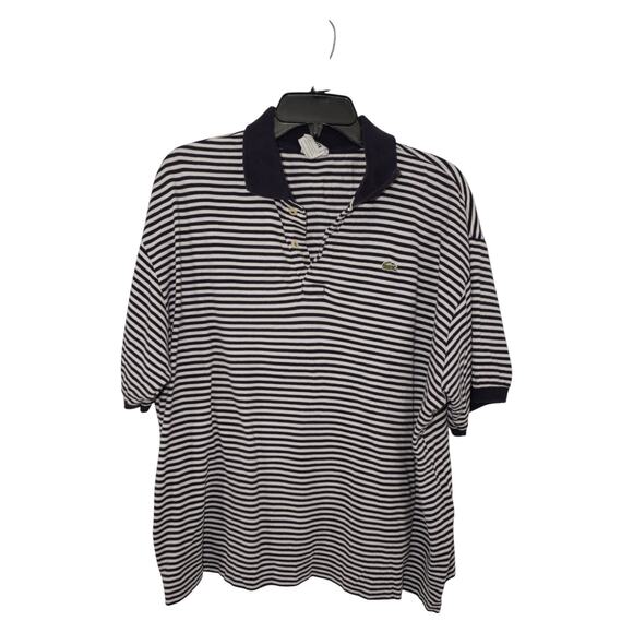 Vintage Lacoste Polo Shirt Size 8 Oversized 2XL Navy White Striped Made i France - Picture 1 of 9